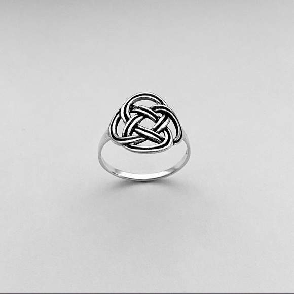 Sterling Silver Round Thin Celtic Ring, Endless Knots, Silver Rings, Love Knot - Picture 2 of 13